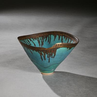 Lucie Rie A FINE DAME LUCIE RIE TURQUOISE BLUE STONEWARE BOWL