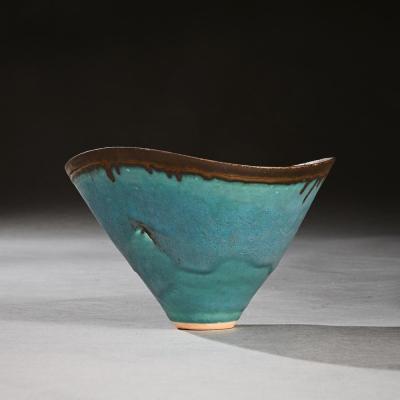 Lucie Rie A FINE DAME LUCIE RIE TURQUOISE BLUE STONEWARE BOWL