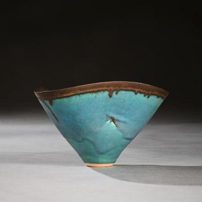 Lucie Rie A FINE DAME LUCIE RIE TURQUOISE BLUE STONEWARE BOWL