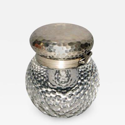 Lucien Gaillard Rare inkwell in carved crystal and worked silver by Lucien Gaillard