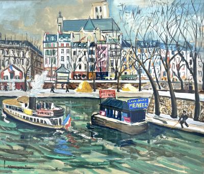 Lucien Genin Boats on the Seine Paris 