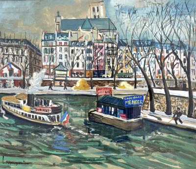 Lucien Genin Boats on the Seine Paris 