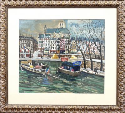 Lucien Genin Boats on the Seine Paris 