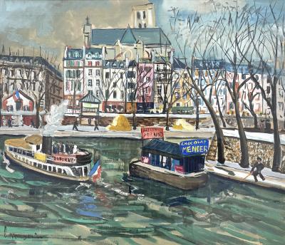 Lucien Genin Boats on the Seine Paris 