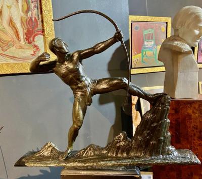 Lucien Gibert Lucien Gibert Bronze Statue The Archer French Art Deco Sculpture