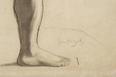 Lucien Laurent Gsell Large Charcoal on Paper Drawing of a Male Nude