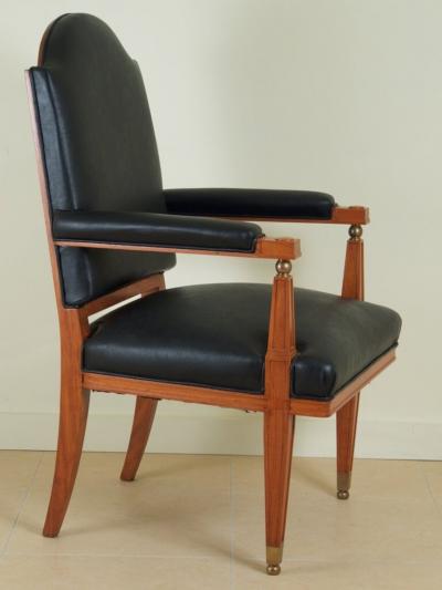 Lucien Rollin Lucien Rollin three armchairs in satinwood and bronze