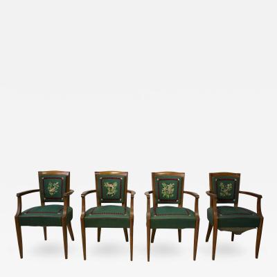 Lucien Rollin Set of Four Fine French Art Deco Bridge Chairs by Lucien Rollin