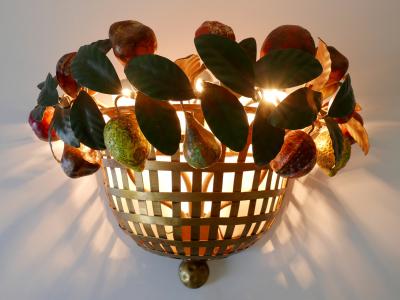 Lucienne Monique Large Mid Century Modern Sconce Fruit Basket by Lucienne Monique Italy 1960s