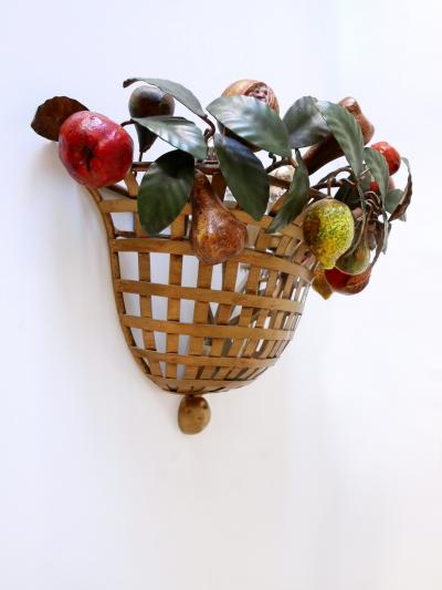Lucienne Monique Large Mid Century Modern Sconce Fruit Basket by Lucienne Monique Italy 1960s