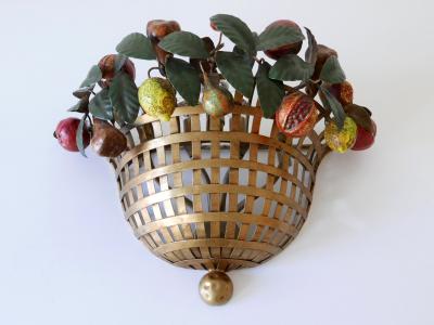Lucienne Monique Large Mid Century Modern Sconce Fruit Basket by Lucienne Monique Italy 1960s