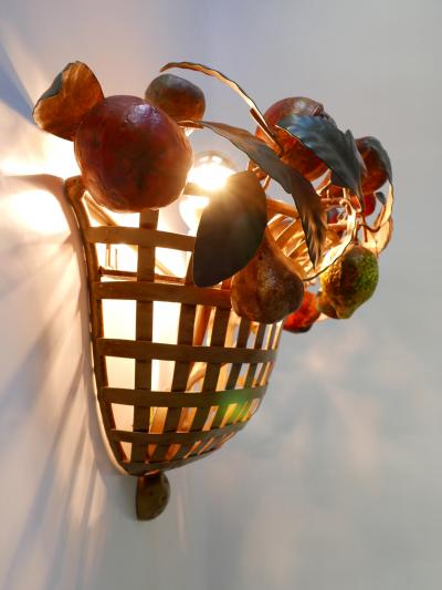 Lucienne Monique Large Mid Century Modern Sconce Fruit Basket by Lucienne Monique Italy 1960s