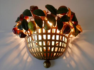 Lucienne Monique Large Mid Century Modern Sconce Fruit Basket by Lucienne Monique Italy 1960s