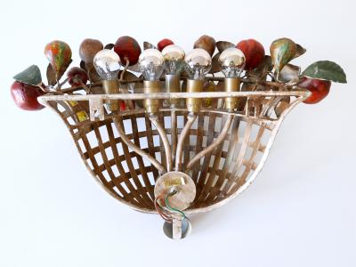 Lucienne Monique Large Mid Century Modern Sconce Fruit Basket by Lucienne Monique Italy 1960s