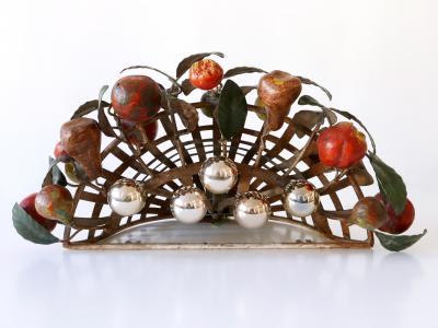 Lucienne Monique Large Mid Century Modern Sconce Fruit Basket by Lucienne Monique Italy 1960s