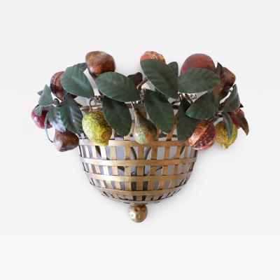 Lucienne Monique Large Mid Century Modern Sconce Fruit Basket by Lucienne Monique Italy 1960s