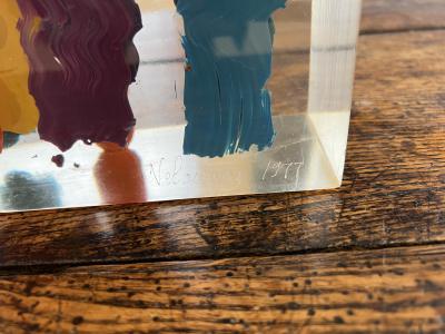 Lucite Paintbrush Inclusion 1 signed Velasquez 1977