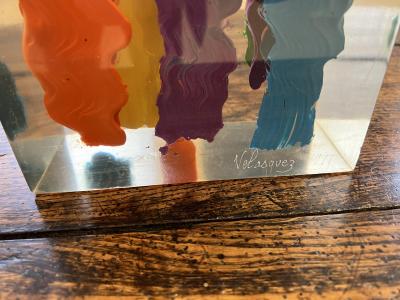 Lucite Paintbrush Inclusion 1 signed Velasquez 1977