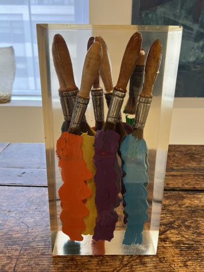 Lucite Paintbrush Inclusion 1 signed Velasquez 1977