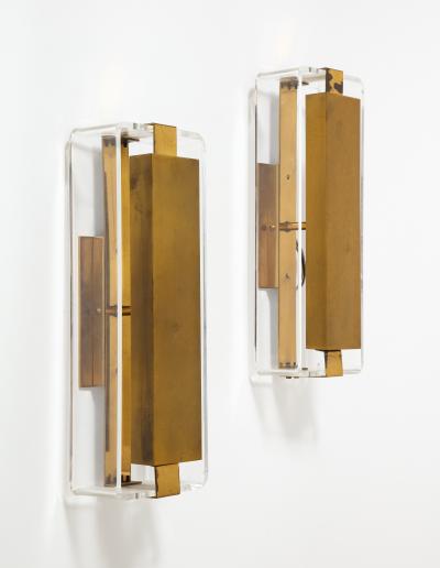 Lucite and Brass Sconces
