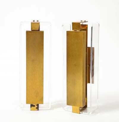 Lucite and Brass Sconces
