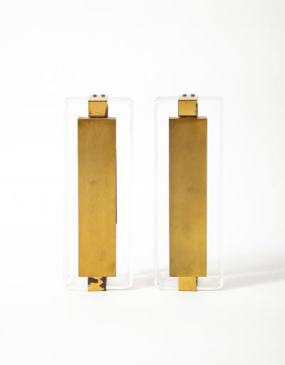 Lucite and Brass Sconces