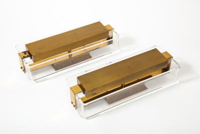 Lucite and Brass Sconces