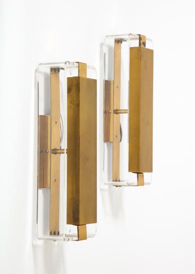 Lucite and Brass Sconces