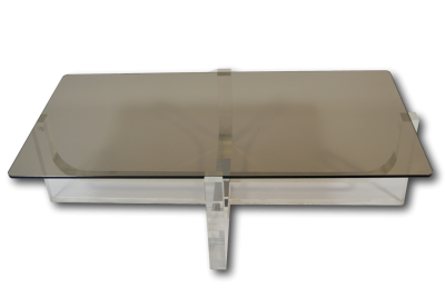 Lucite and Glass Coffee Table