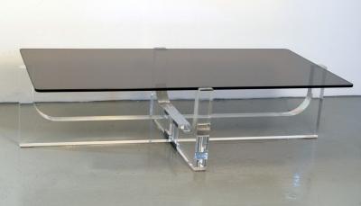 Lucite and Glass Coffee Table