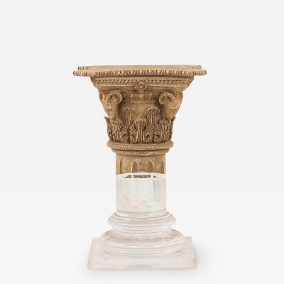 Lucite and Limestone Column or Pedestal