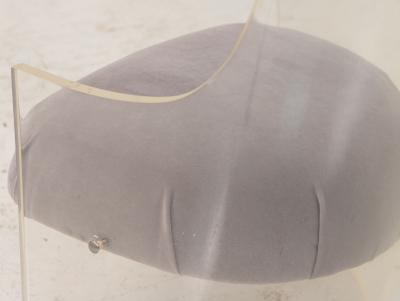 Lucite and Velvet Barrel Back Chair