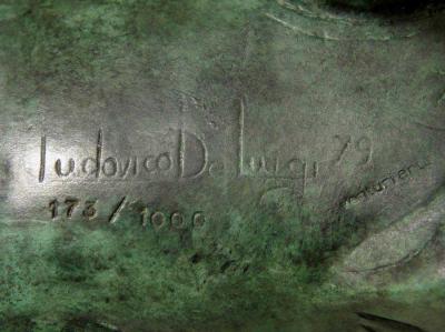 Ludovico De Luigi Pair of Green Patinated Bronze Horses