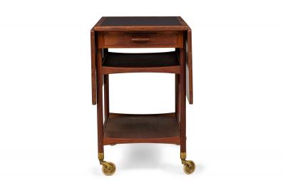 Ludvig Pontoppidan Ludvig Pontopiddan Danish Teak And Black Laminate Drop Leaf Serving Trolley 1