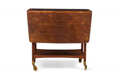 Ludvig Pontoppidan Ludvig Pontopiddan Danish Teak And Black Laminate Drop Leaf Serving Trolley 1