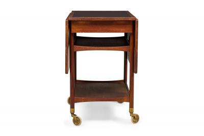 Ludvig Pontoppidan Ludvig Pontopiddan Danish Teak And Black Laminate Drop Leaf Serving Trolley 1