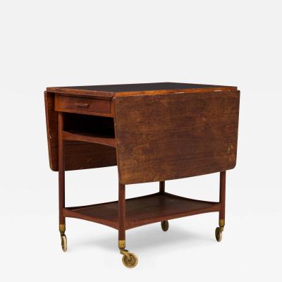 Ludvig Pontoppidan Ludvig Pontopiddan Danish Teak And Black Laminate Drop Leaf Serving Trolley 1