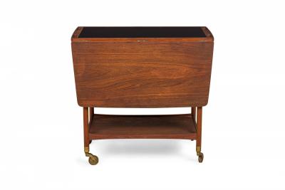Ludvig Pontoppidan Ludvig Pontoppidan Danish Teak And Black Laminate Drop Leaf Serving Trolley