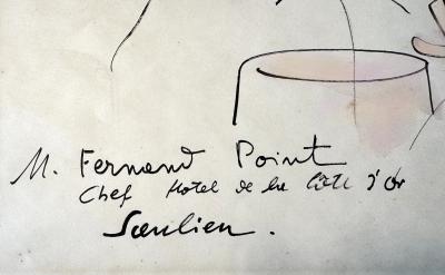 Ludwig Bemelmans Culinary Legend Monsieur Fernand Point Original Watercolor and Ink
