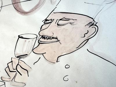 Ludwig Bemelmans Culinary Legend Monsieur Fernand Point Original Watercolor and Ink