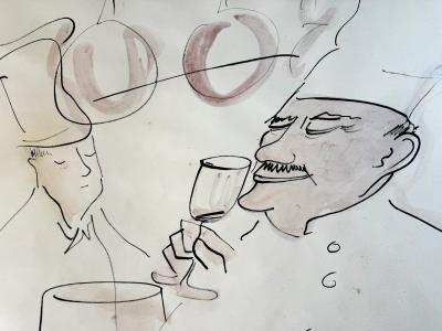 Ludwig Bemelmans Culinary Legend Monsieur Fernand Point Original Watercolor and Ink