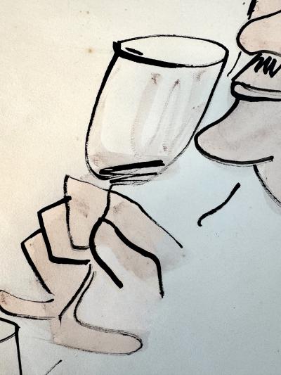 Ludwig Bemelmans Culinary Legend Monsieur Fernand Point Original Watercolor and Ink