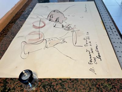 Ludwig Bemelmans Culinary Legend Monsieur Fernand Point Original Watercolor and Ink