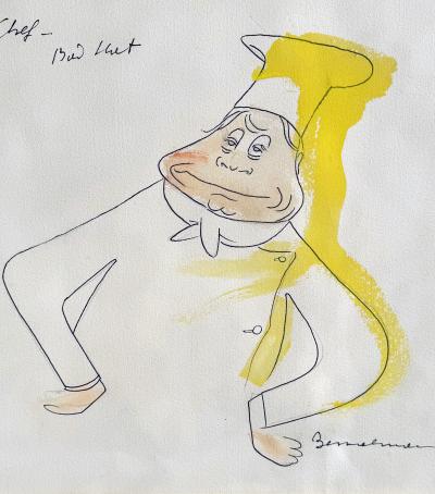 Ludwig Bemelmans Snobby Chef Big Hat Upscale Restaurant Theme