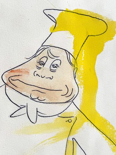 Ludwig Bemelmans Snobby Chef Big Hat Upscale Restaurant Theme