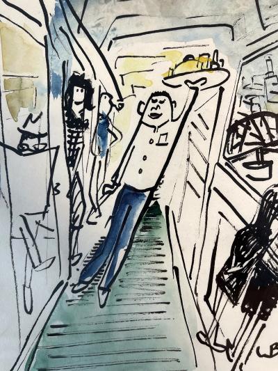 Ludwig Bemelmans Waiter Dancing and Strutting on a Ship Possible Madeline sighting