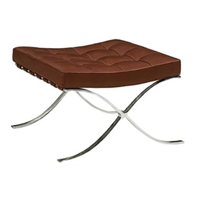 Ludwig Mies Van Der Rohe 2 Stainless Knoll Barcelona Chairs Ottoman Milk Chocolate Brown