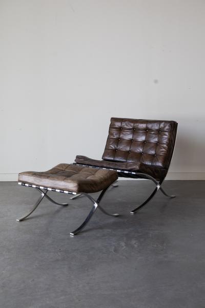 Ludwig Mies Van Der Rohe Barcelona Lounge Chair Ottoman By Mies van der Rohe for Knoll