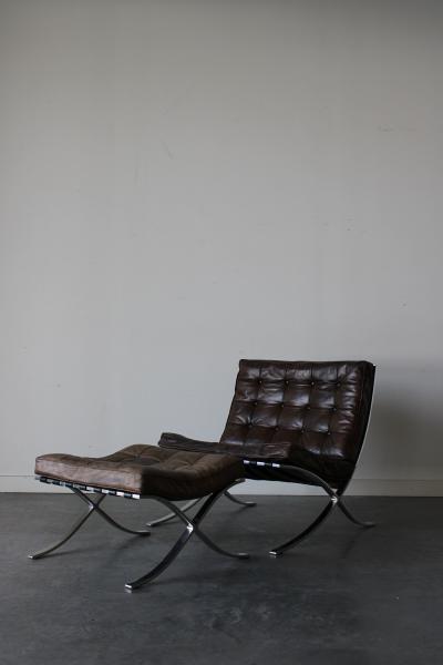 Ludwig Mies Van Der Rohe Barcelona Lounge Chair Ottoman By Mies van der Rohe for Knoll
