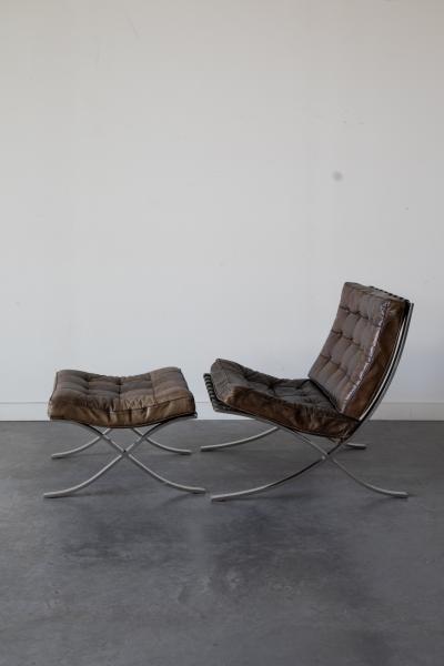 Ludwig Mies Van Der Rohe Barcelona Lounge Chair Ottoman By Mies van der Rohe for Knoll